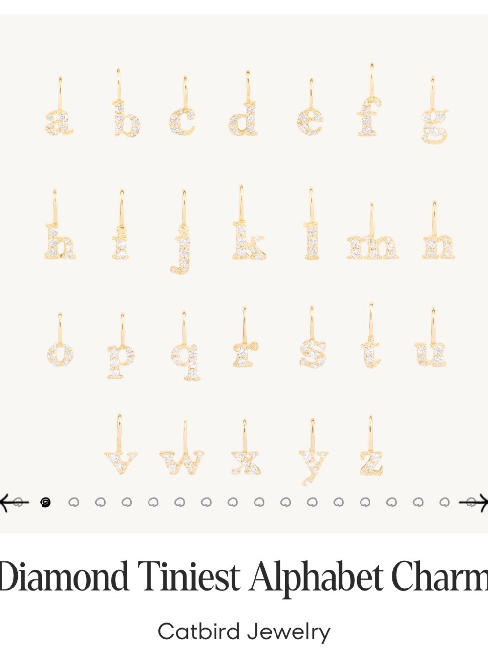 Catbird Gold Diamond Alphabet Charm - D